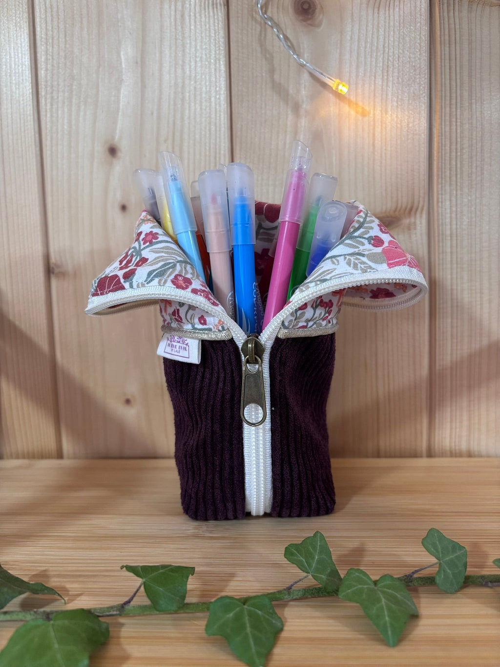 Trousse pot velours côtelé Prune Alba - En Stock De Rêve en Fil By Lalie