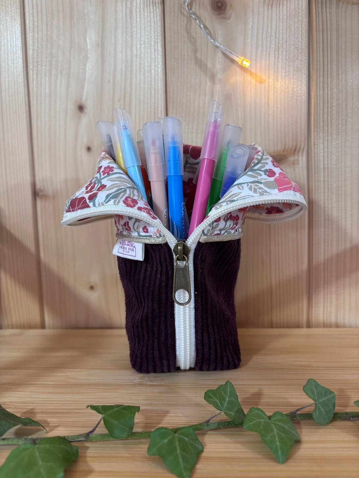 Trousse pot velours côtelé Prune Alba - En Stock De Rêve en Fil By Lalie