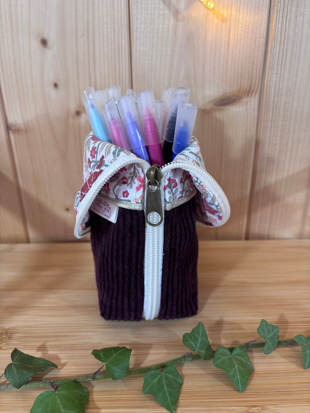 Trousse pot velours côtelé Prune Alba - En Stock De Rêve en Fil By Lalie