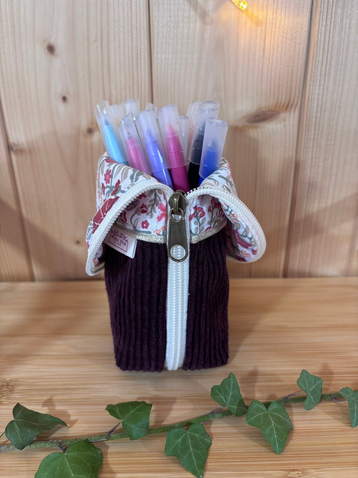 Trousse pot velours côtelé Prune Alba - En Stock De Rêve en Fil By Lalie