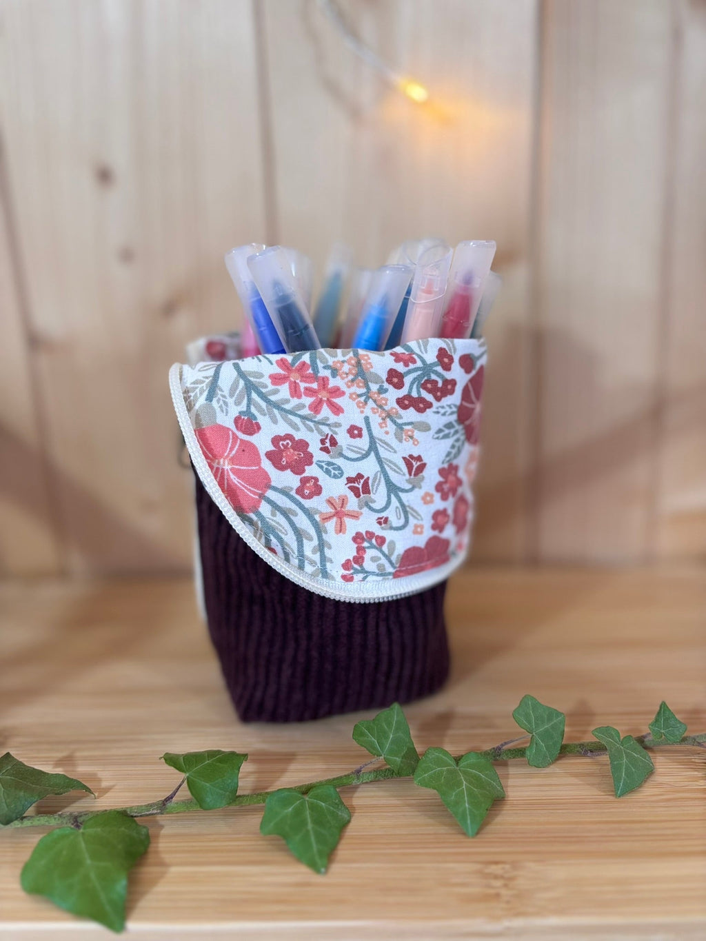 Trousse pot velours côtelé Prune Alba - En Stock De Rêve en Fil By Lalie