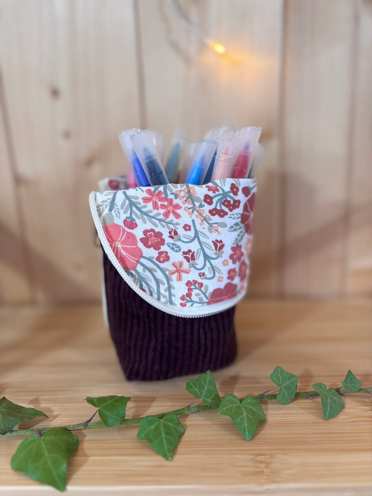 Trousse pot velours côtelé Prune Alba - En Stock De Rêve en Fil By Lalie
