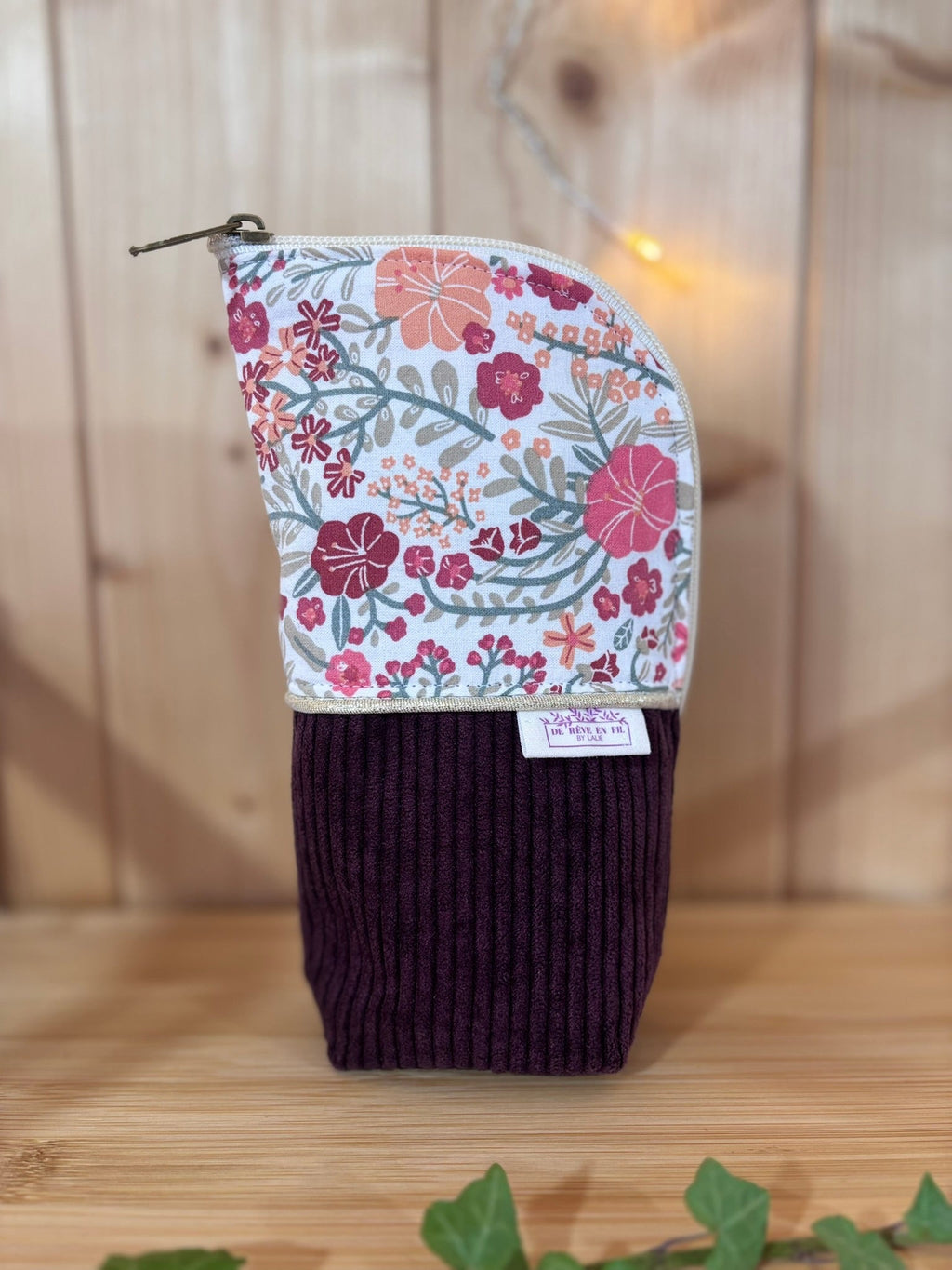 Trousse pot velours côtelé Prune Alba - En Stock De Rêve en Fil By Lalie
