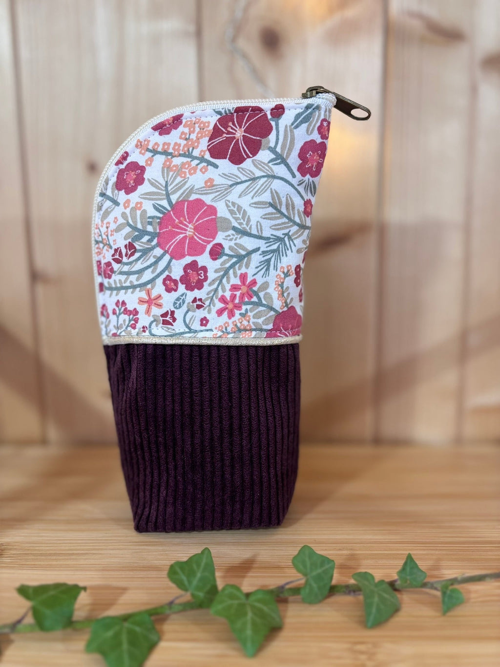 Trousse pot velours côtelé Prune Alba - En Stock De Rêve en Fil By Lalie