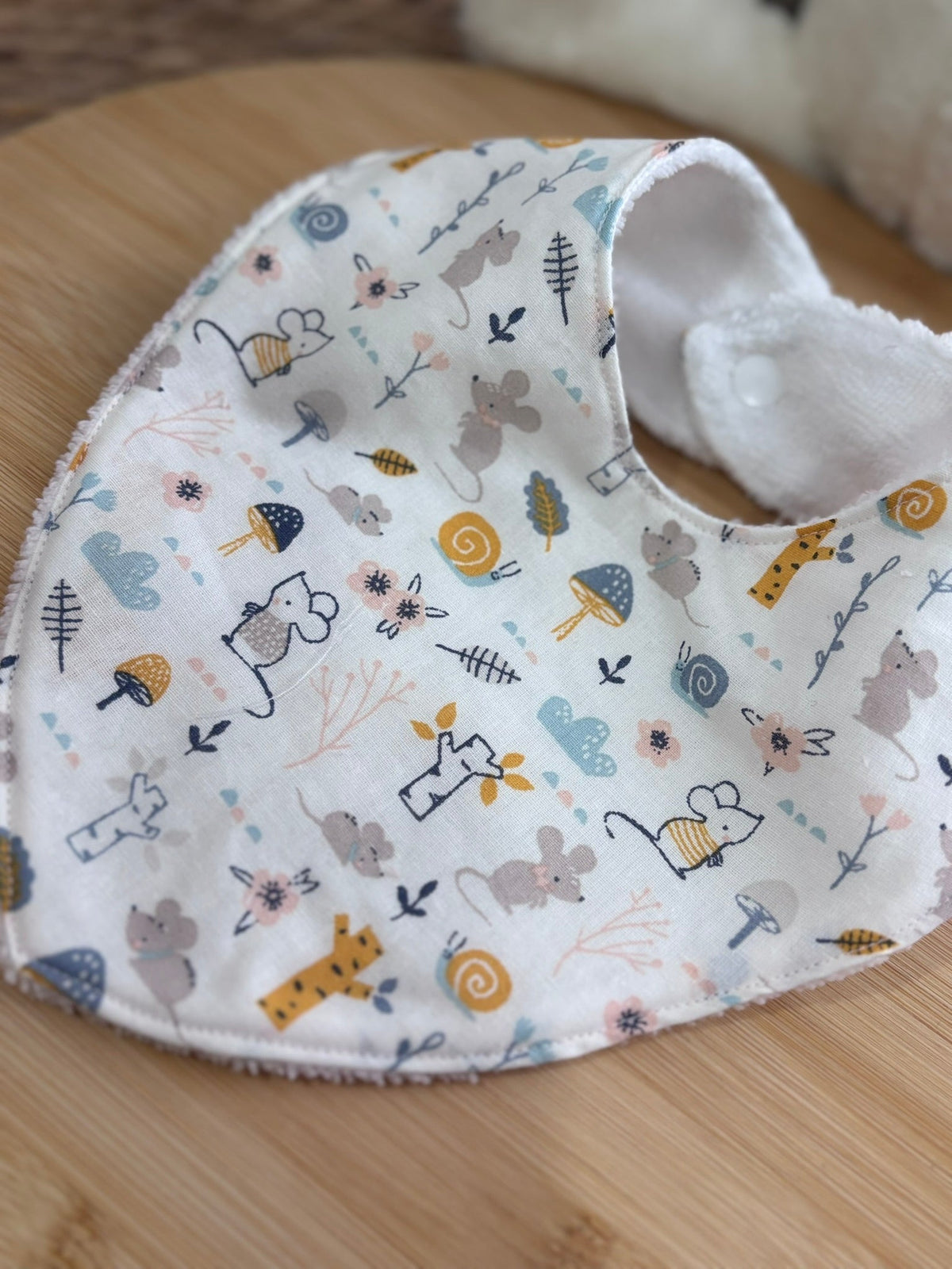 Bavoir bébé personnalisable en éponge bambou - Motif Souris - En Stock De Rêve en Fil By Lalie