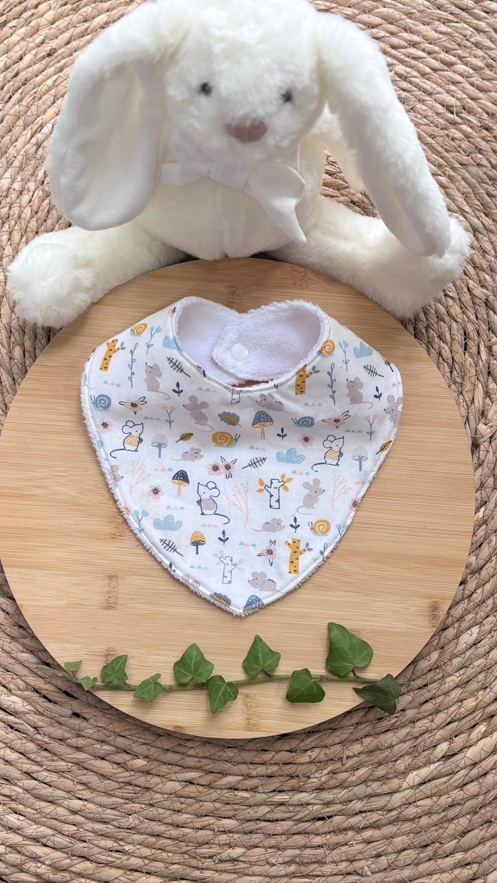Bavoir bébé personnalisable en éponge bambou - Motif Souris - En Stock De Rêve en Fil By Lalie