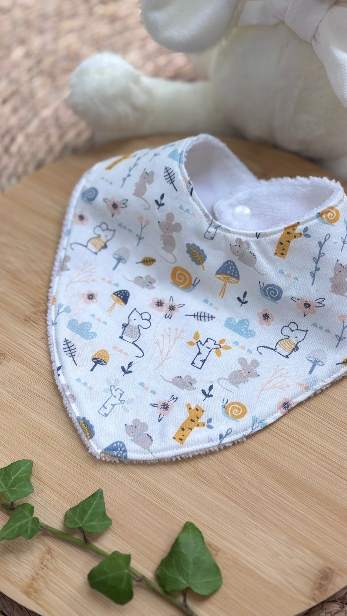 Bavoir bébé personnalisable en éponge bambou - Motif Souris - En Stock De Rêve en Fil By Lalie