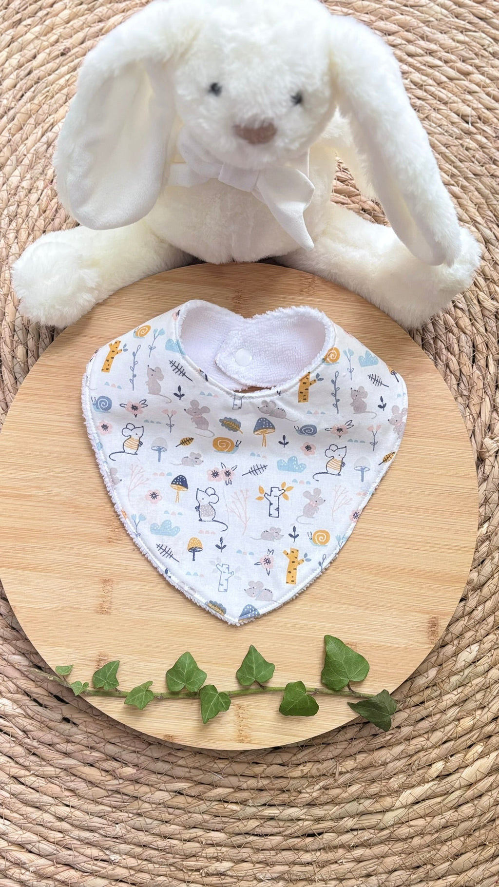 Bavoir bébé personnalisable en éponge bambou - Motif Souris - En Stock De Rêve en Fil By Lalie