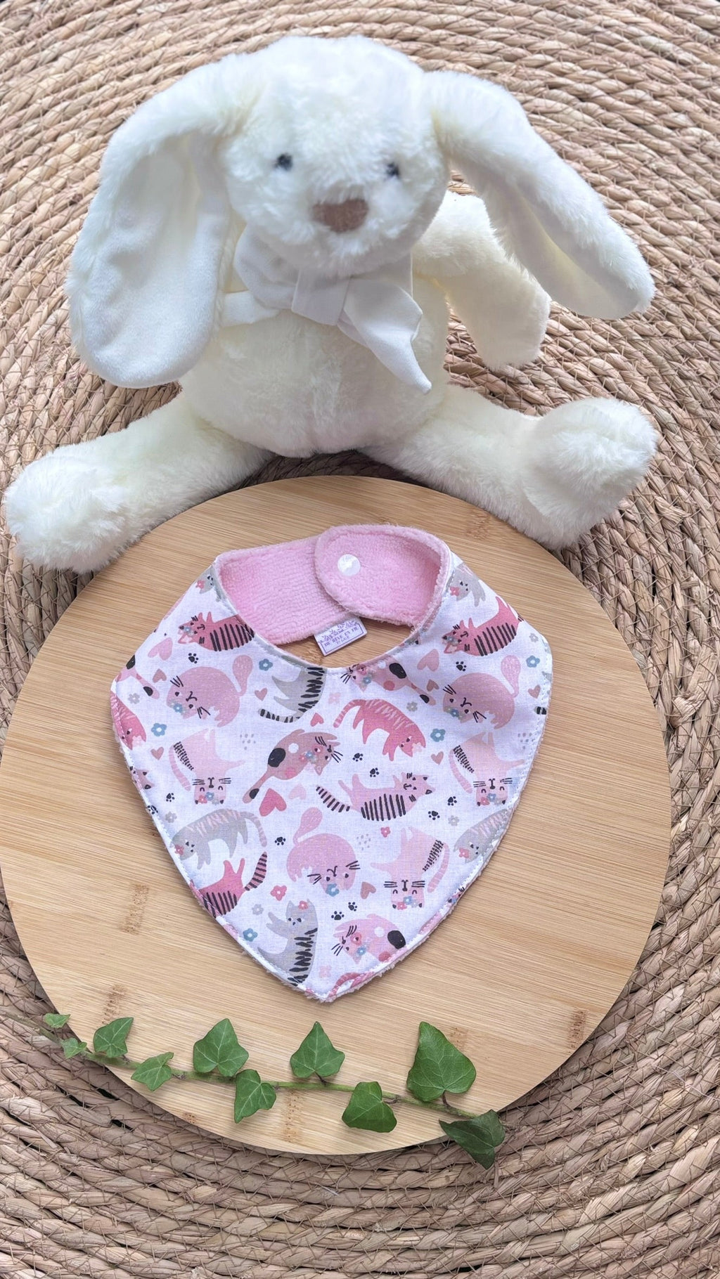 Bavoir bébé personnalisable en éponge bambou - Motif Chat - En Stock De Rêve en Fil By Lalie
