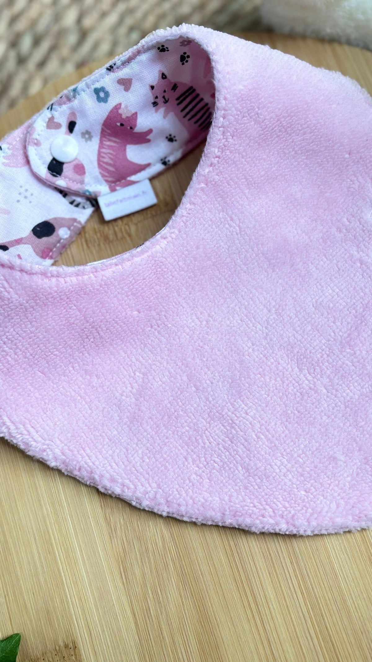 Bavoir bébé personnalisable en éponge bambou - Motif Chat - En Stock De Rêve en Fil By Lalie