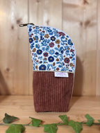 Trousse pot velours côtelé Camel Fleuri - En Stock De Rêve en Fil By Lalie