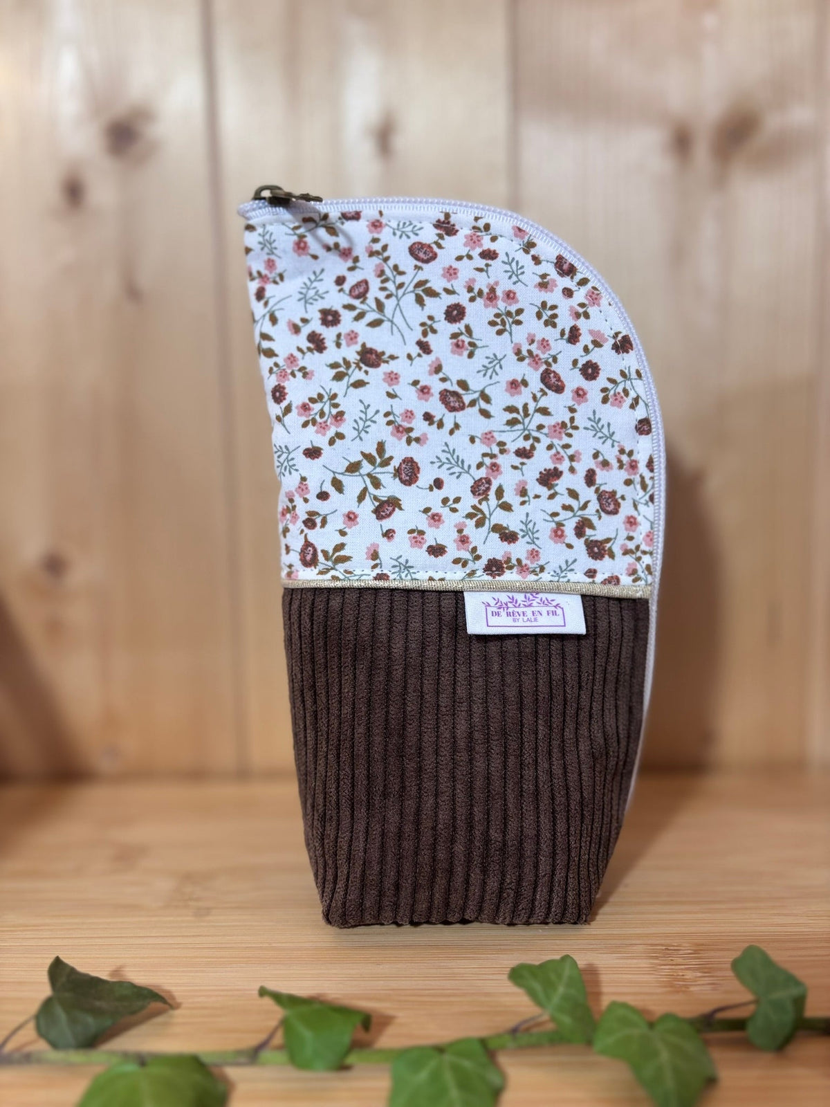Trousse pot velours côtelé Marron Eléonie - En Stock De Rêve en Fil By Lalie
