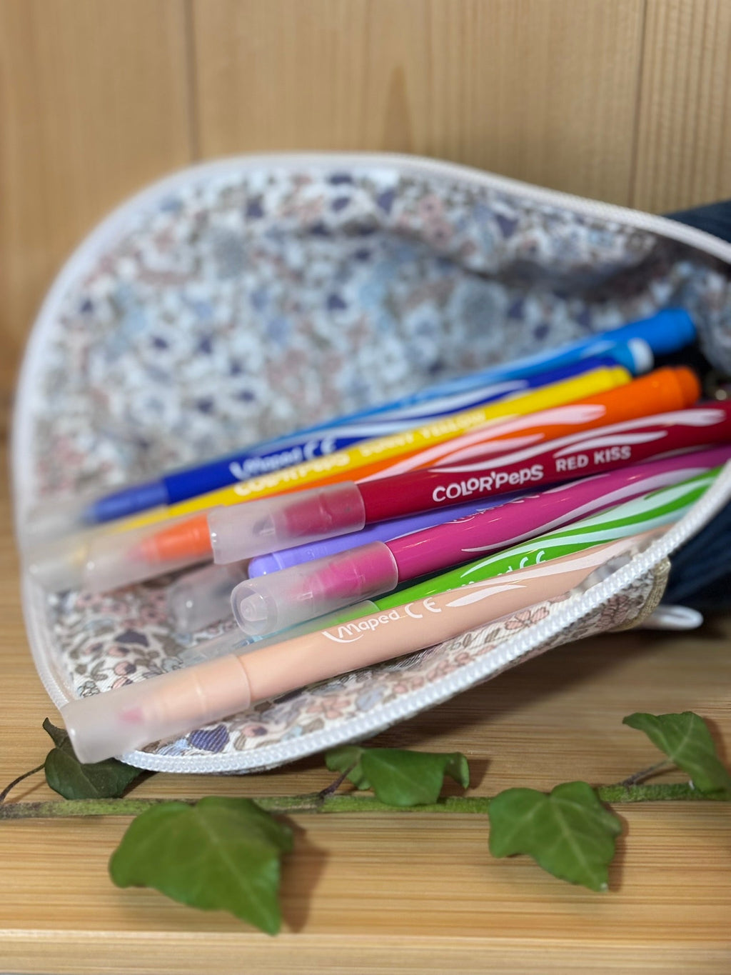 Trousse pot velours côtelé Bleu denim Liberty De Rêve en Fil By Lalie
