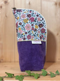 Trousse pot velours côtelé Violet Fleuri - En Stock De Rêve en Fil By Lalie