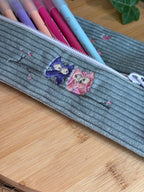 Trousse à Crayons Hiboux Sauge De Rêve en Fil By Lalie