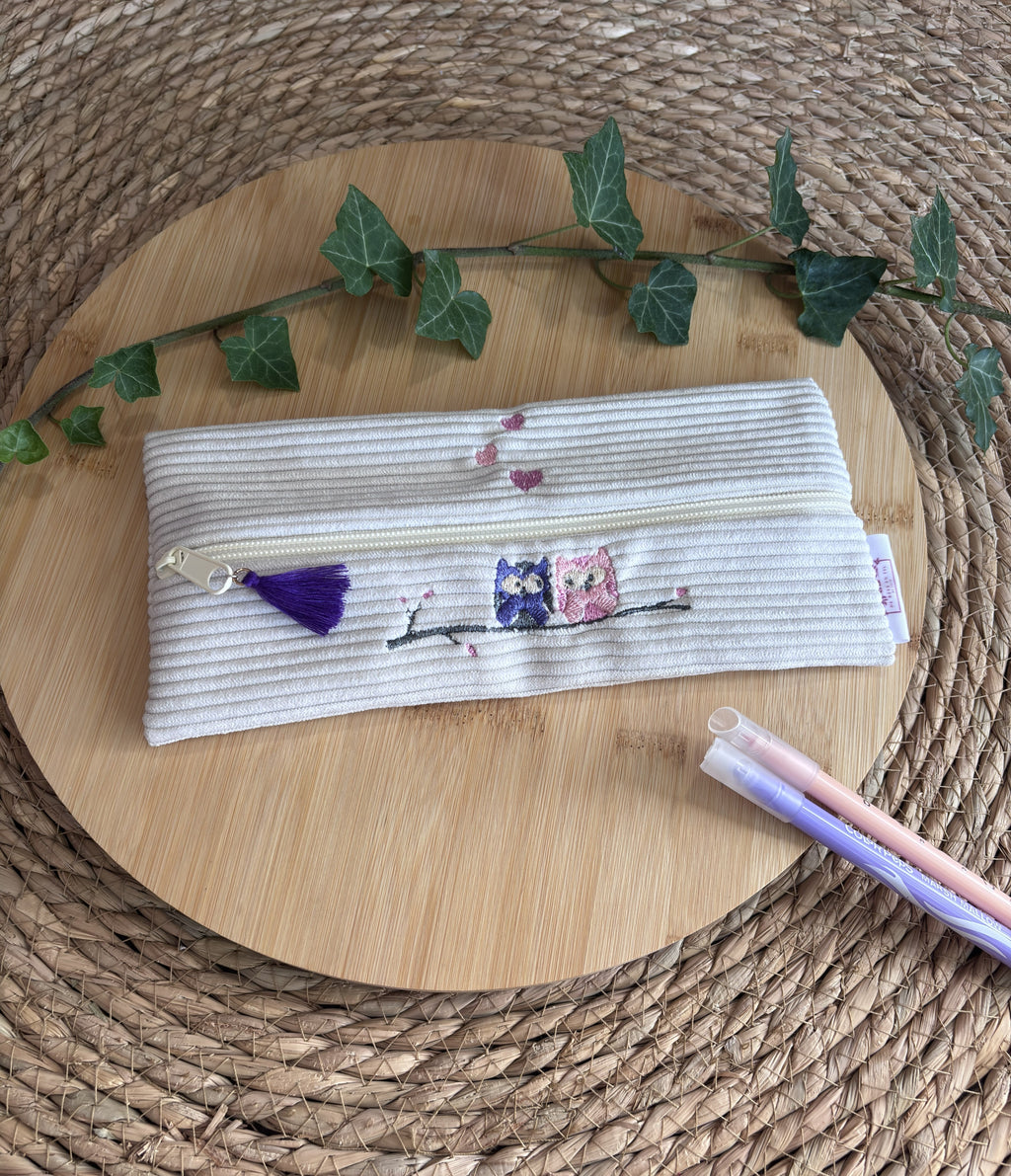 Trousse à Crayons Hiboux Beige De Rêve en Fil By Lalie