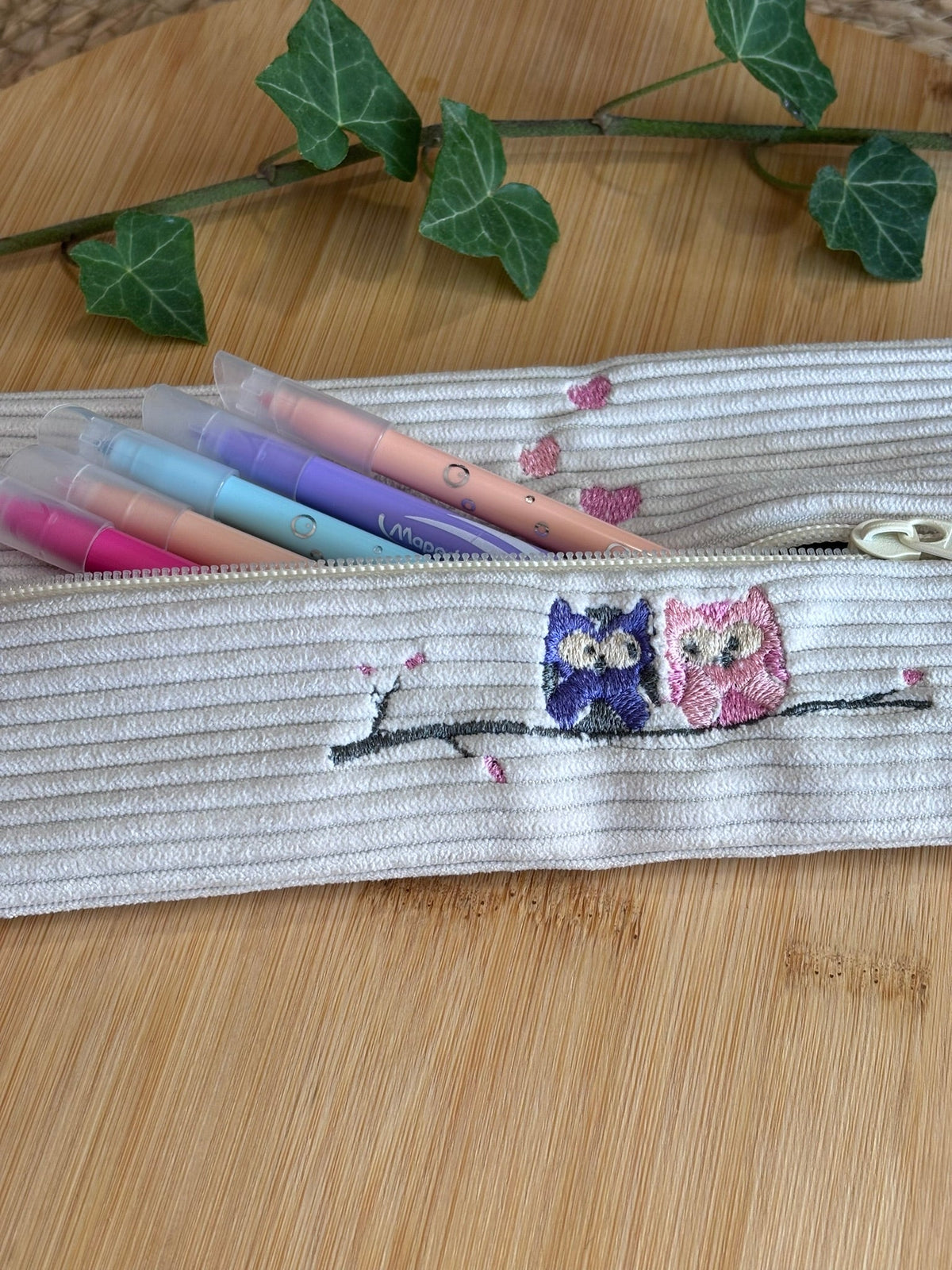 Trousse à Crayons Hiboux Beige De Rêve en Fil By Lalie