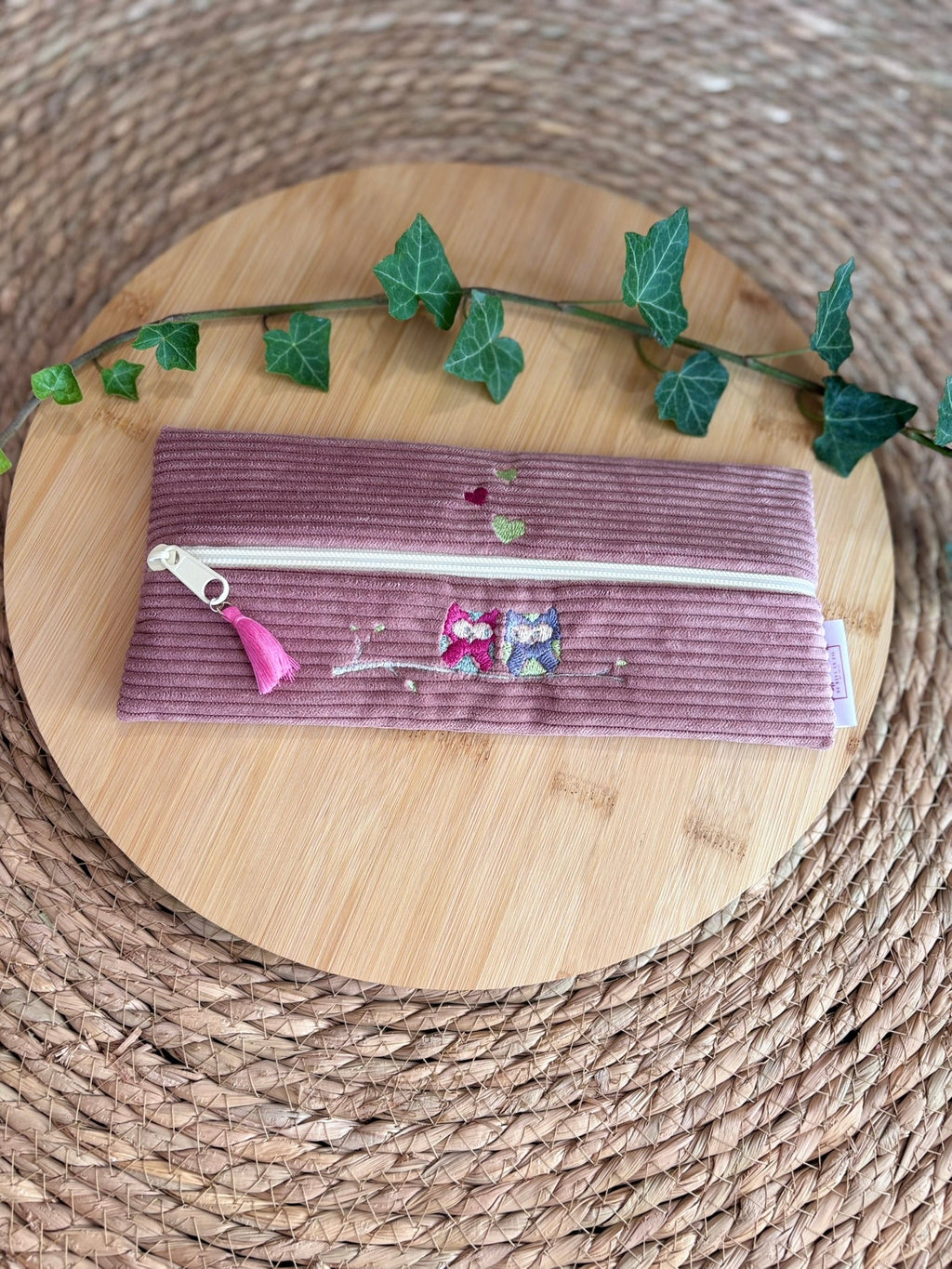 Trousse à Crayons Hiboux Rose De Rêve en Fil By Lalie