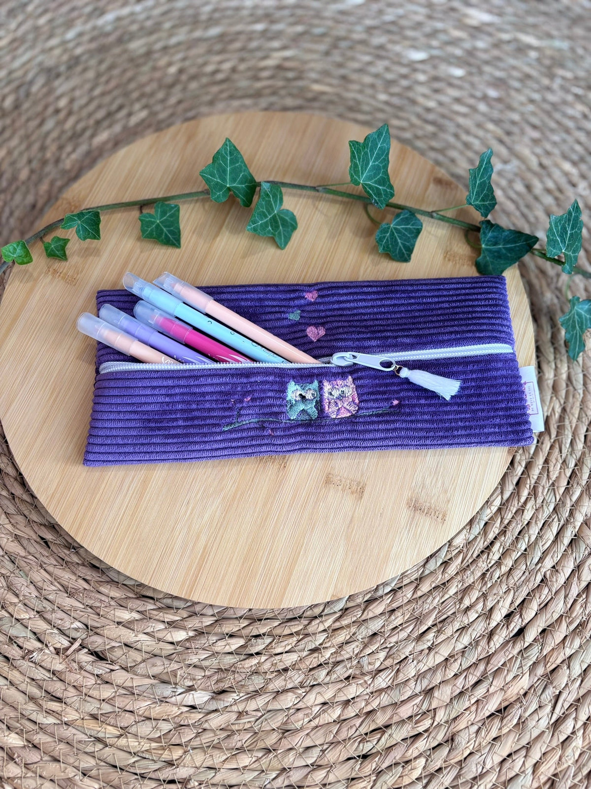 Trousse à Crayons Hiboux Violette De Rêve en Fil By Lalie