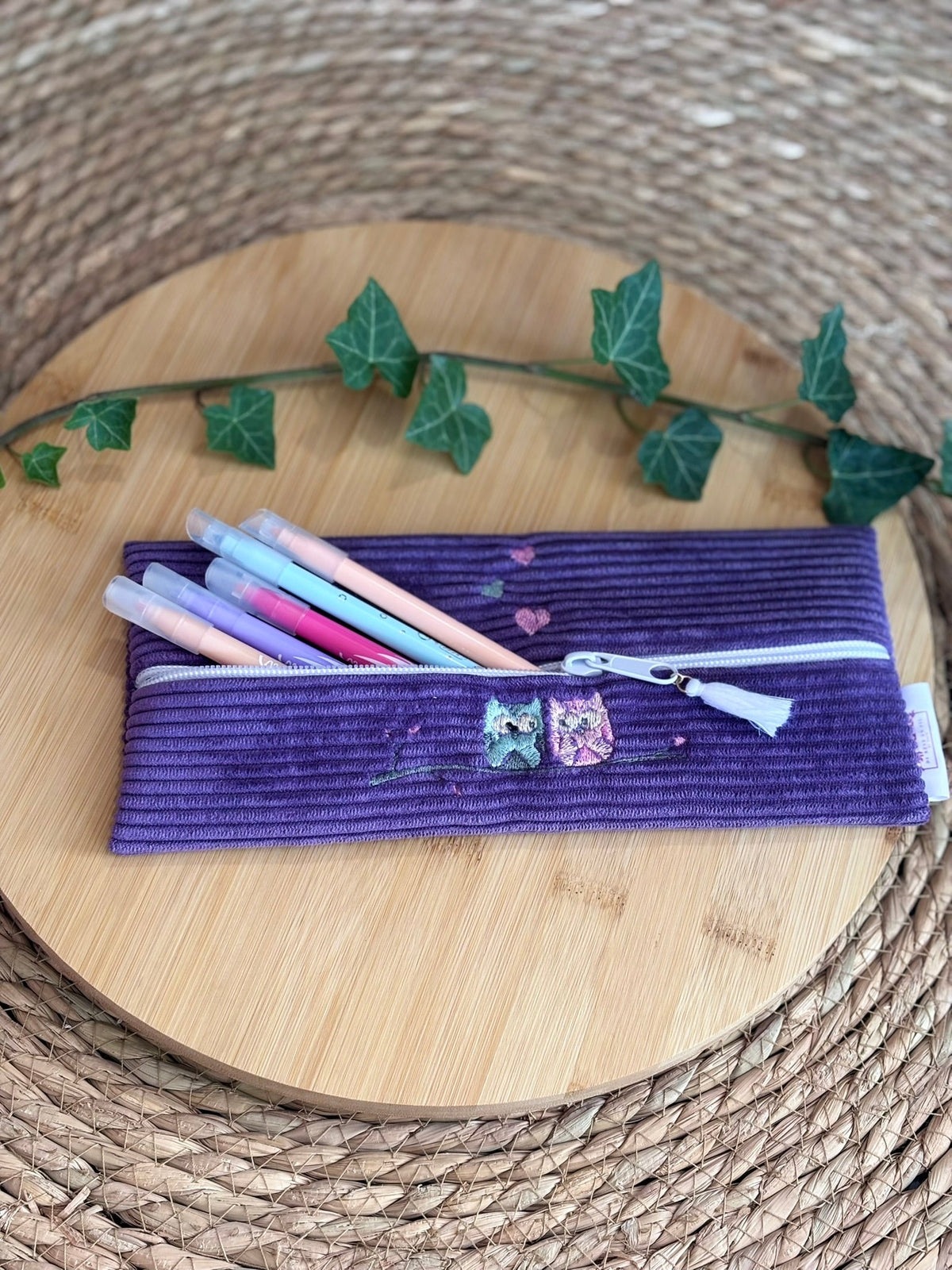 Trousse à Crayons Hiboux Violette De Rêve en Fil By Lalie