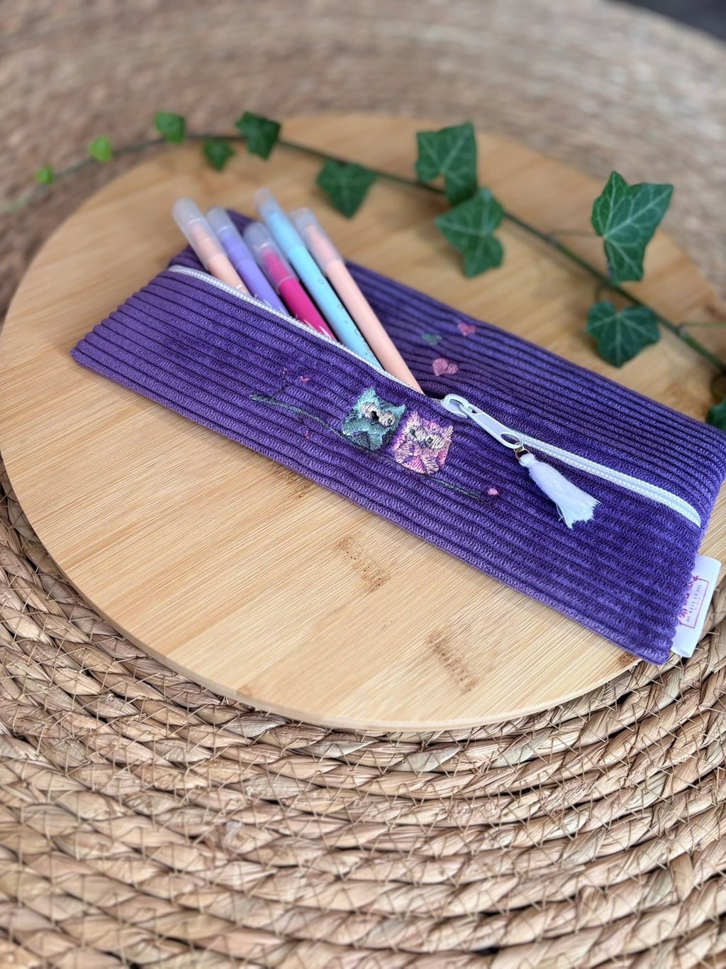 Trousse à Crayons Hiboux Violette De Rêve en Fil By Lalie