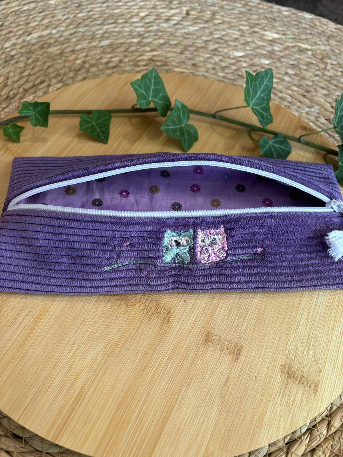 Trousse à Crayons Hiboux Violette De Rêve en Fil By Lalie