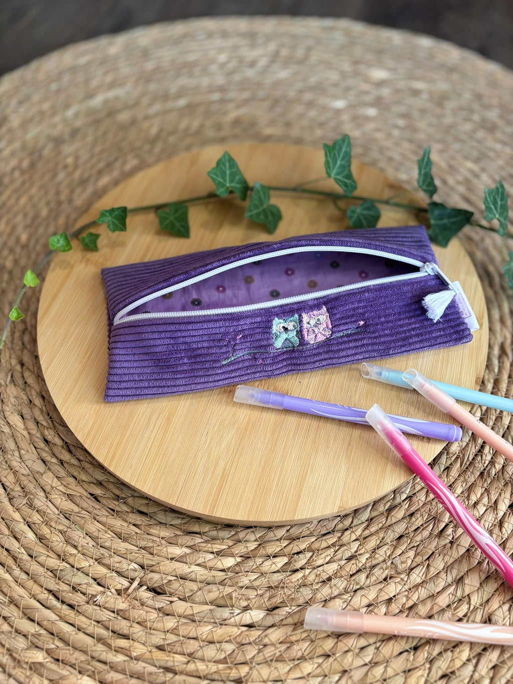 Trousse à Crayons Hiboux Violette De Rêve en Fil By Lalie