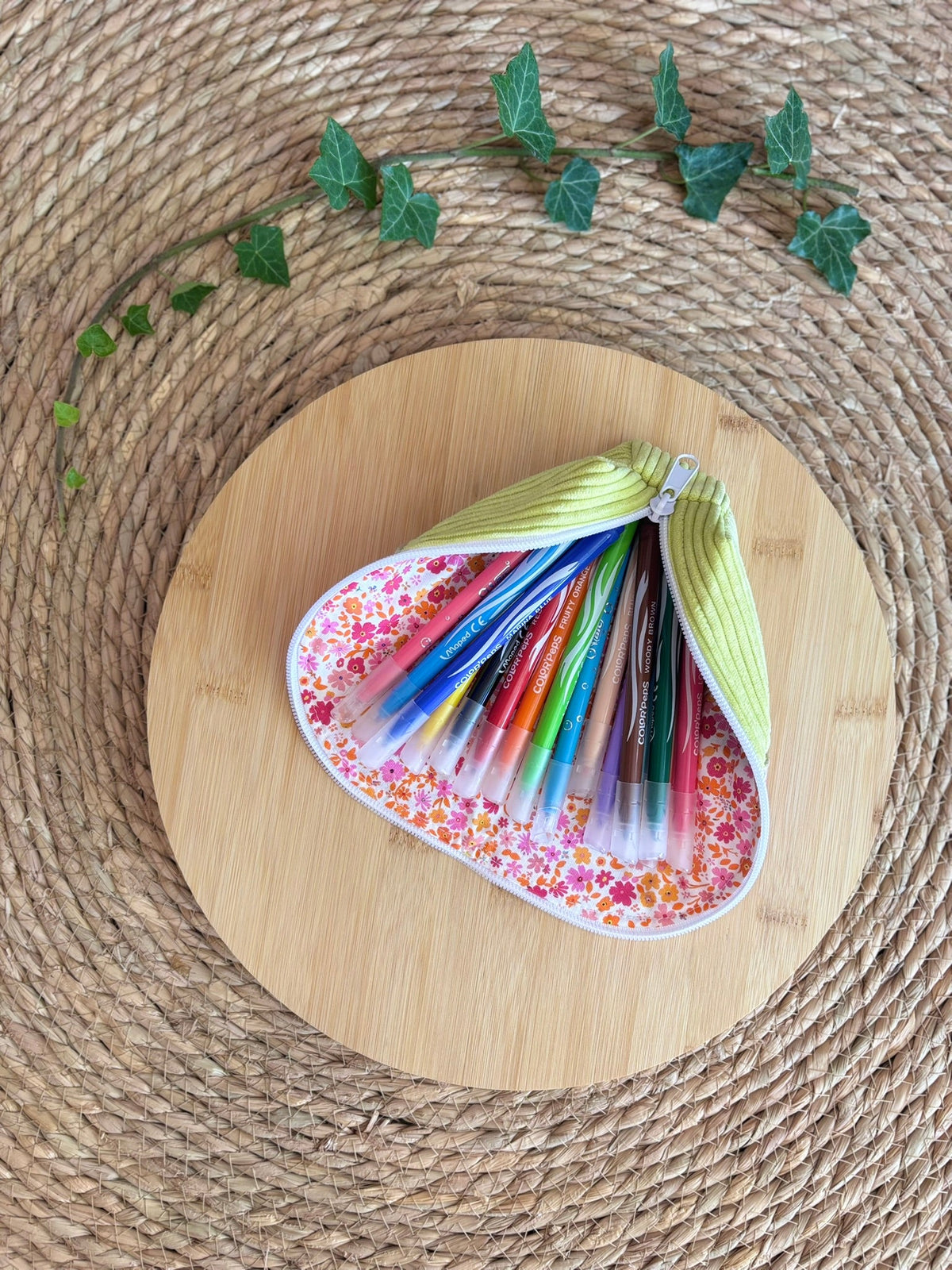 Trousse pot velours côtelé Anis De Rêve en Fil By Lalie