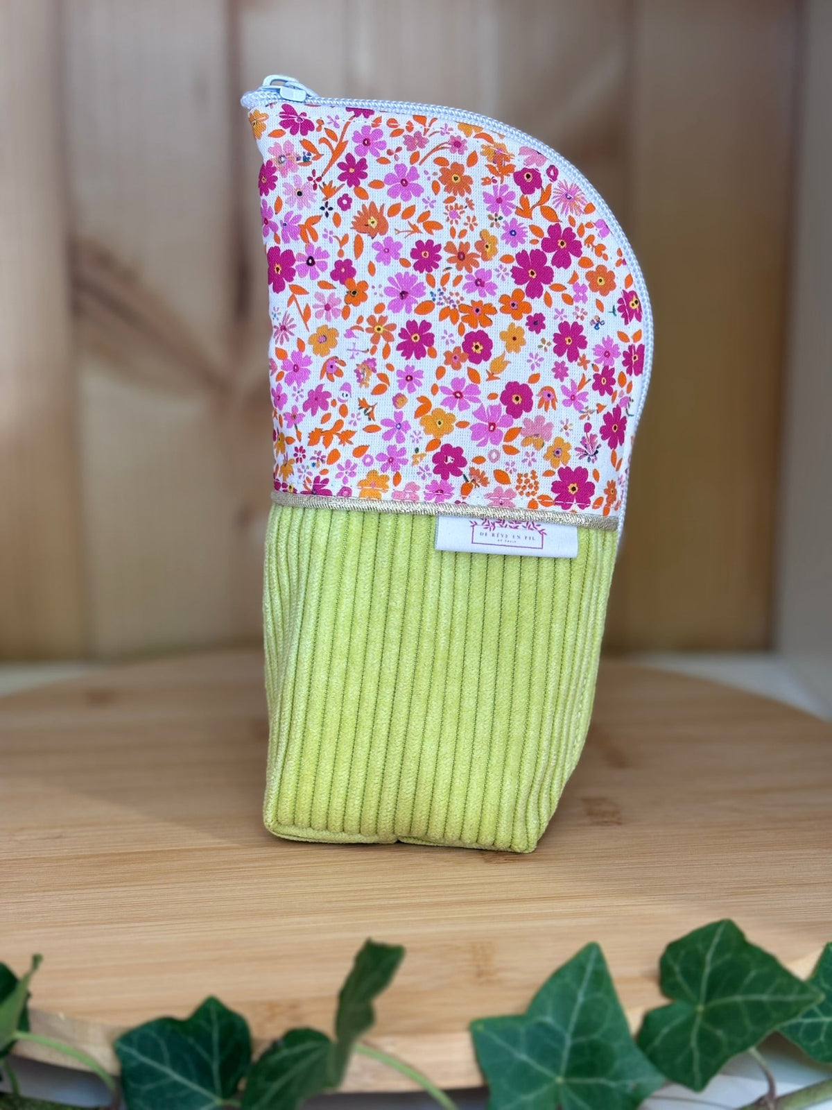 Trousse pot velours côtelé Anis De Rêve en Fil By Lalie