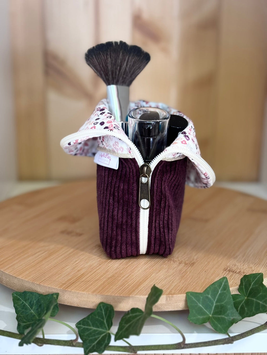 Trousse pot velours côtelé Prune - Plusieurs coloris De Rêve en Fil By Lalie