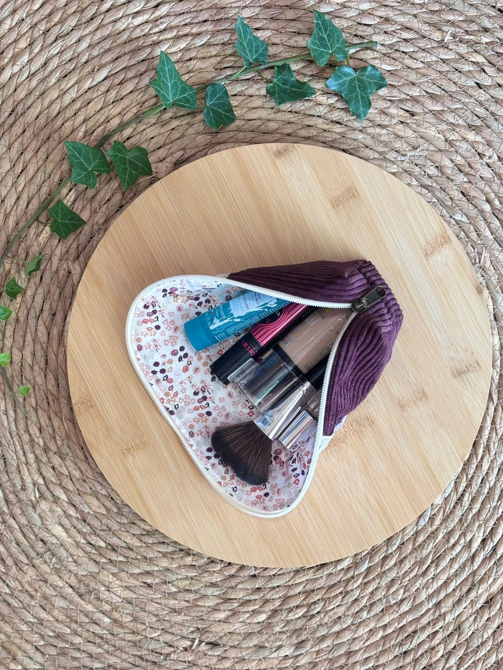 Trousse pot velours côtelé Prune - Plusieurs coloris De Rêve en Fil By Lalie