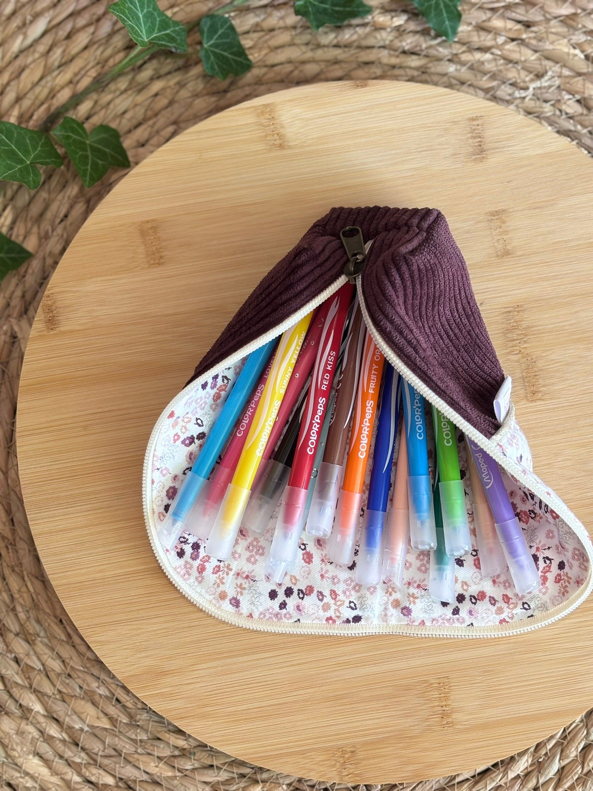 Trousse pot velours côtelé Prune - Plusieurs coloris De Rêve en Fil By Lalie