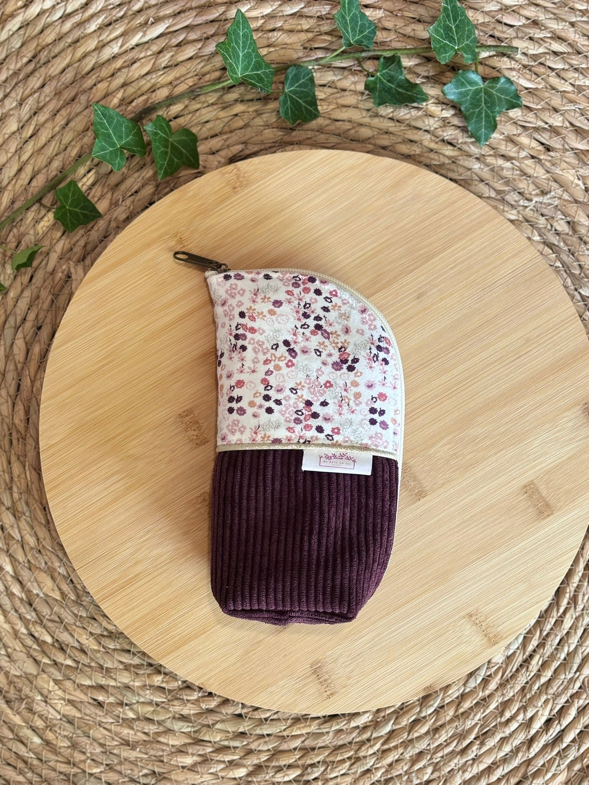 Trousse pot velours côtelé Prune - Plusieurs coloris De Rêve en Fil By Lalie