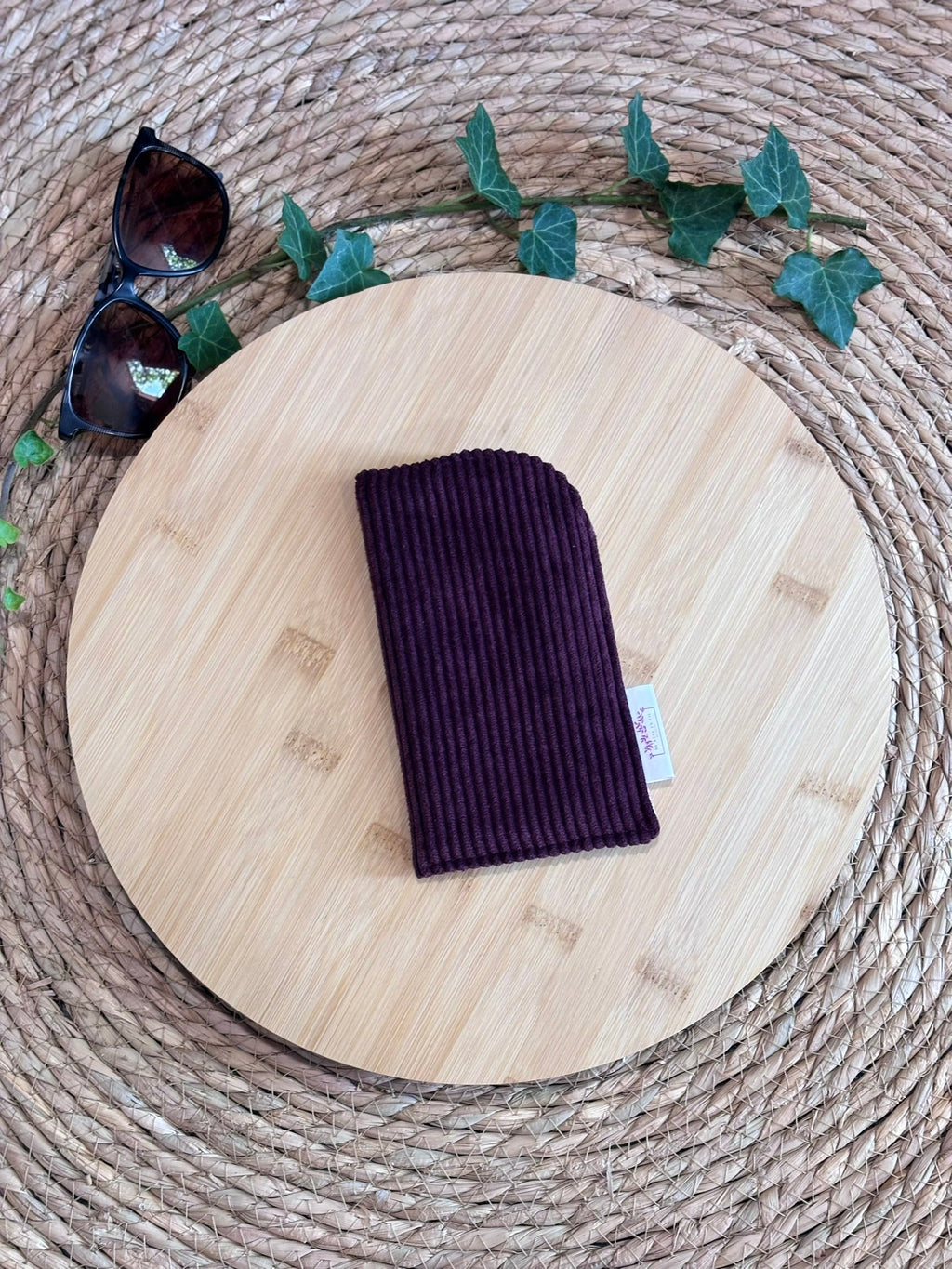 Étui à lunettes Velours côtelé prune - Plusieurs coloris De Rêve en Fil By Lalie