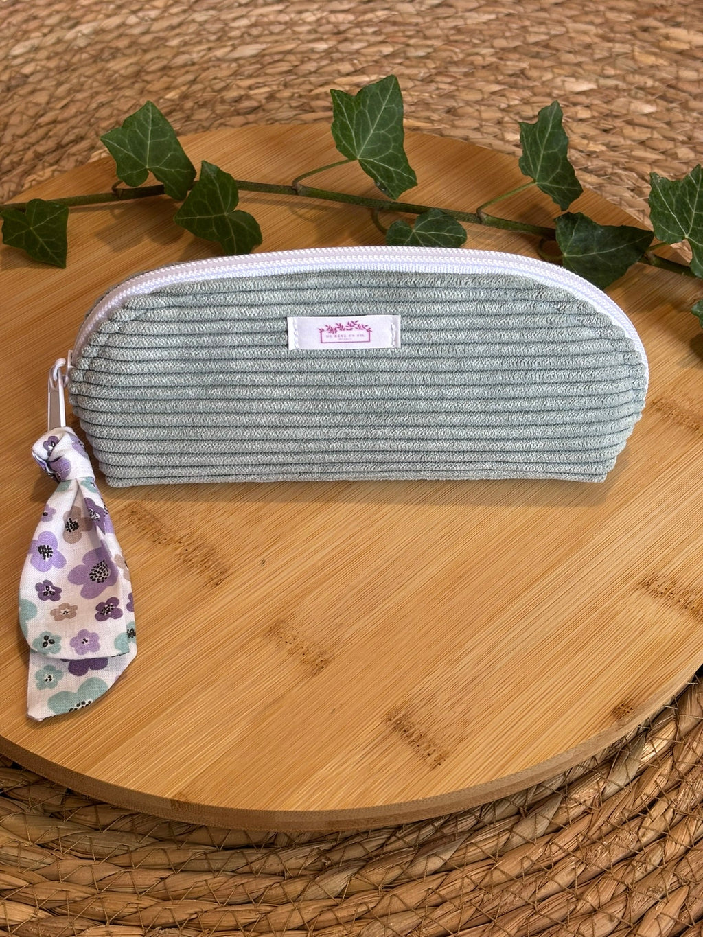 Mini Trousse à maquillage Sauge Fleurs De Rêve en Fil By Lalie