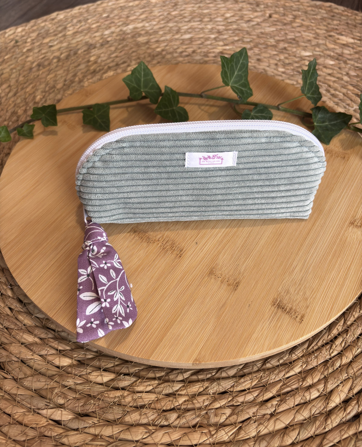 Mini Trousse à maquillage Sauge et viollette De Rêve en Fil By Lalie