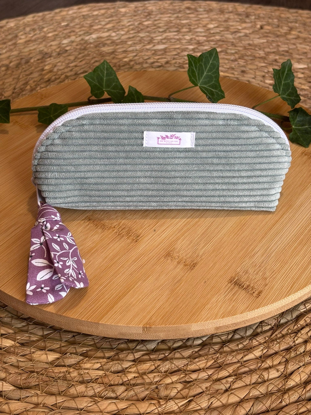 Mini Trousse à maquillage Sauge et viollette De Rêve en Fil By Lalie